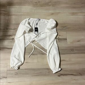 Fashion Nova White Textured Blouse